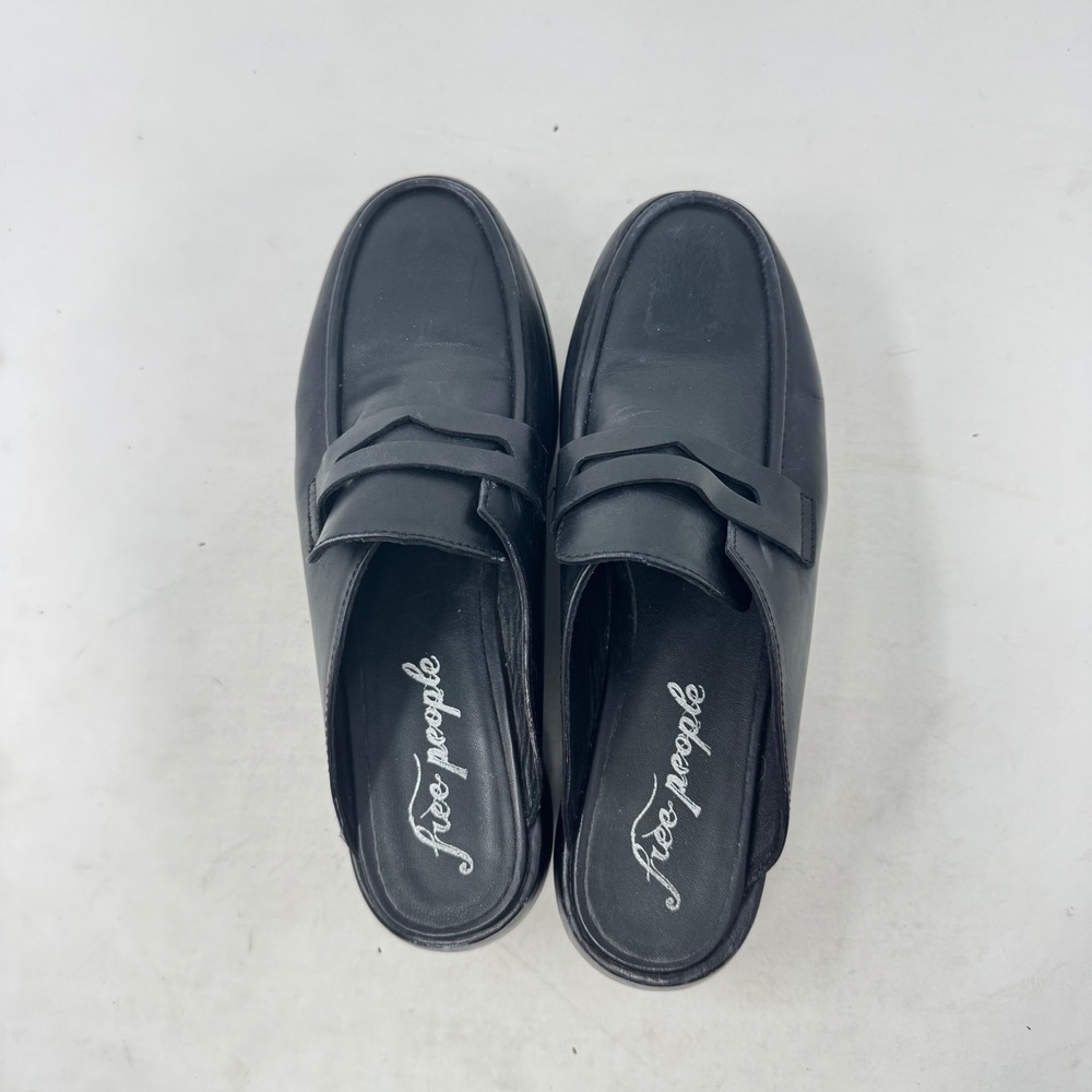 Free People Platform Penny Loafer Mules Black 38 90s Y2K Minimalist Grunge - Picture 3 of 10
